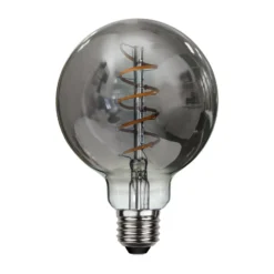 LED-hehkulamppu Spiral Filament, G95, E27, 2 W harmaa himmennettävä