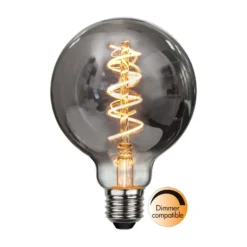 LED-hehkulamppu Spiral Filament, G95, E27, 2 W harmaa himmennettävä