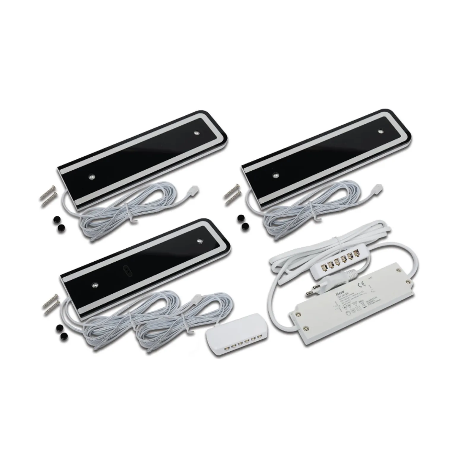 LED-kaapin alavalaisin U-Pad F, 3 kpl 4 000K musta Anturi