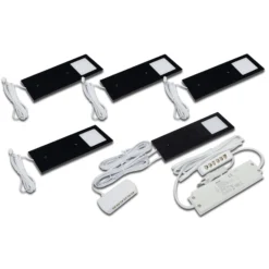 LED-kaapinalusvalaisin Eco-Pad F 5 kpl 4000K musta