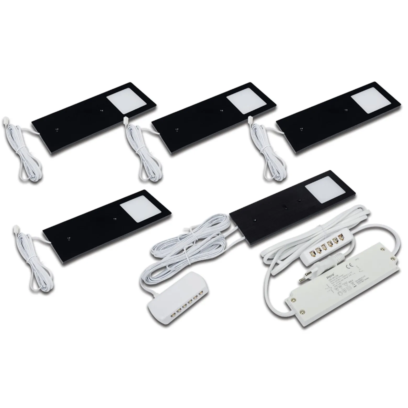 LED-kaapinalusvalaisin Eco-Pad F 5 kpl 4000K musta