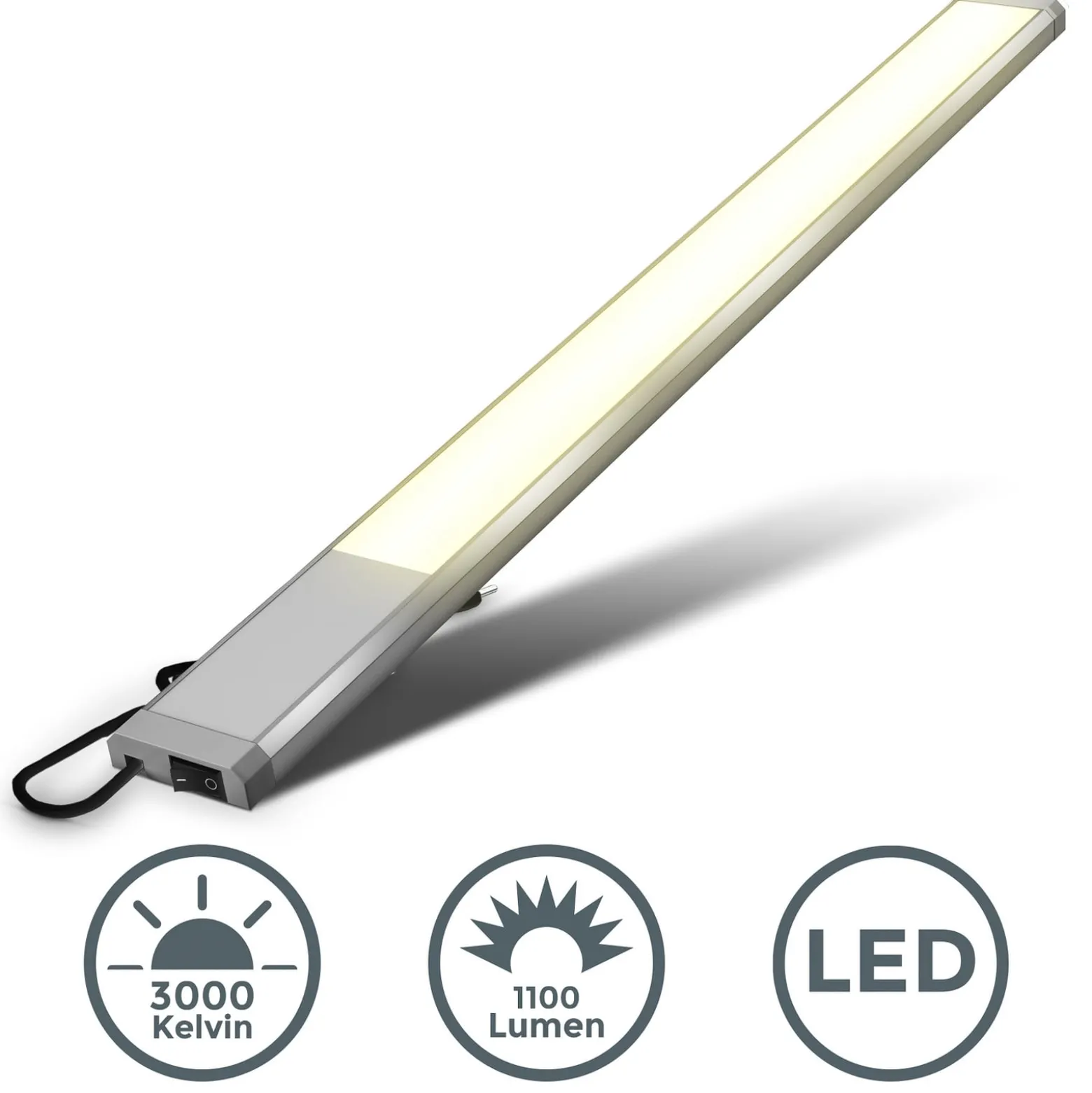 LED-kaapinalusvalaisin Kniff hopea, pituus 57,5 cm, 3 000 K