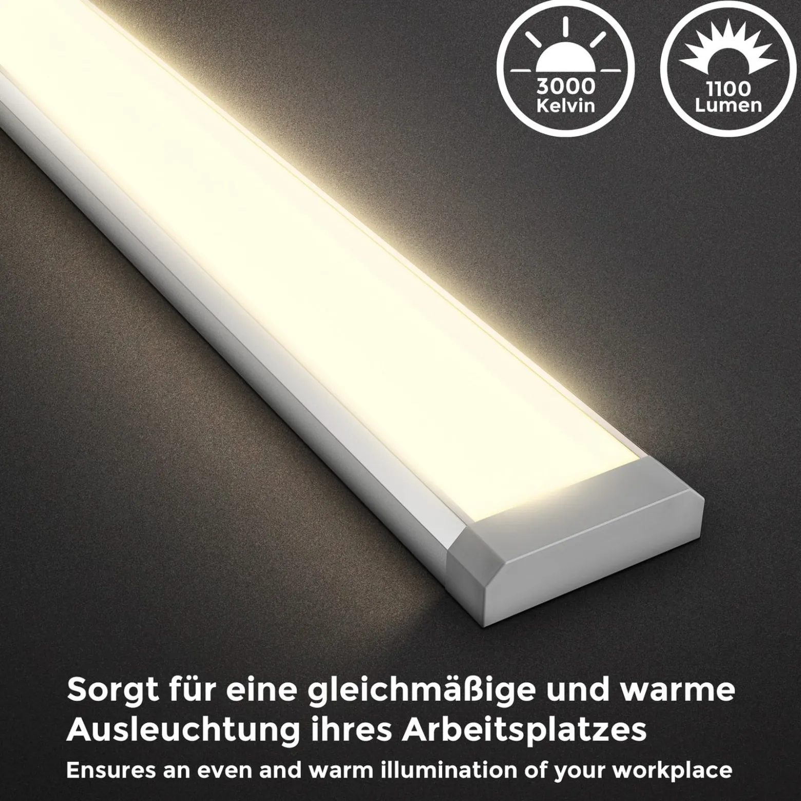 LED-kaapinalusvalaisin Kniff hopea, pituus 57,5 cm, 3 000 K
