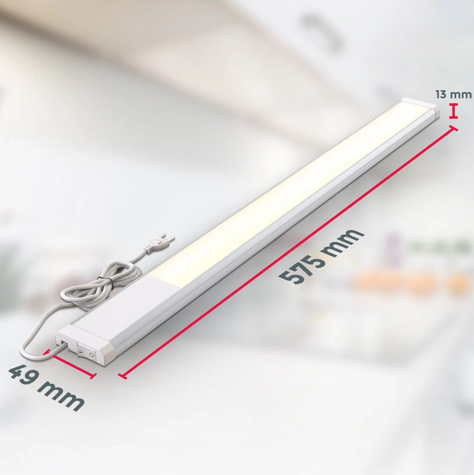 LED-kaapinalusvalaisin Lord, pituus 57,5 cm, hopea, 3 000 K