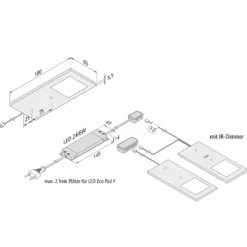 LED-kaapinalusvalo Eco-Pad F 2 kpl 4000K, alumiini