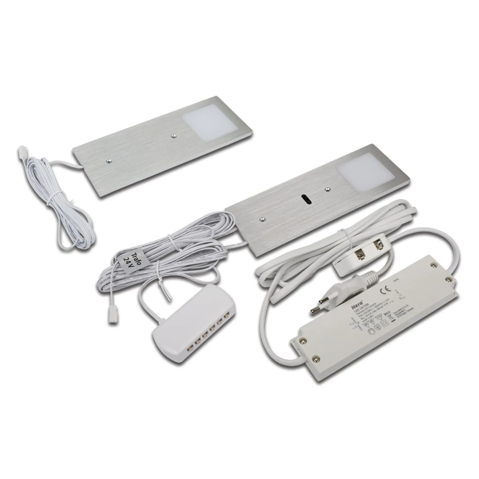 LED-kaapinalusvalo Eco-Pad F 2 kpl 4000K, alumiini
