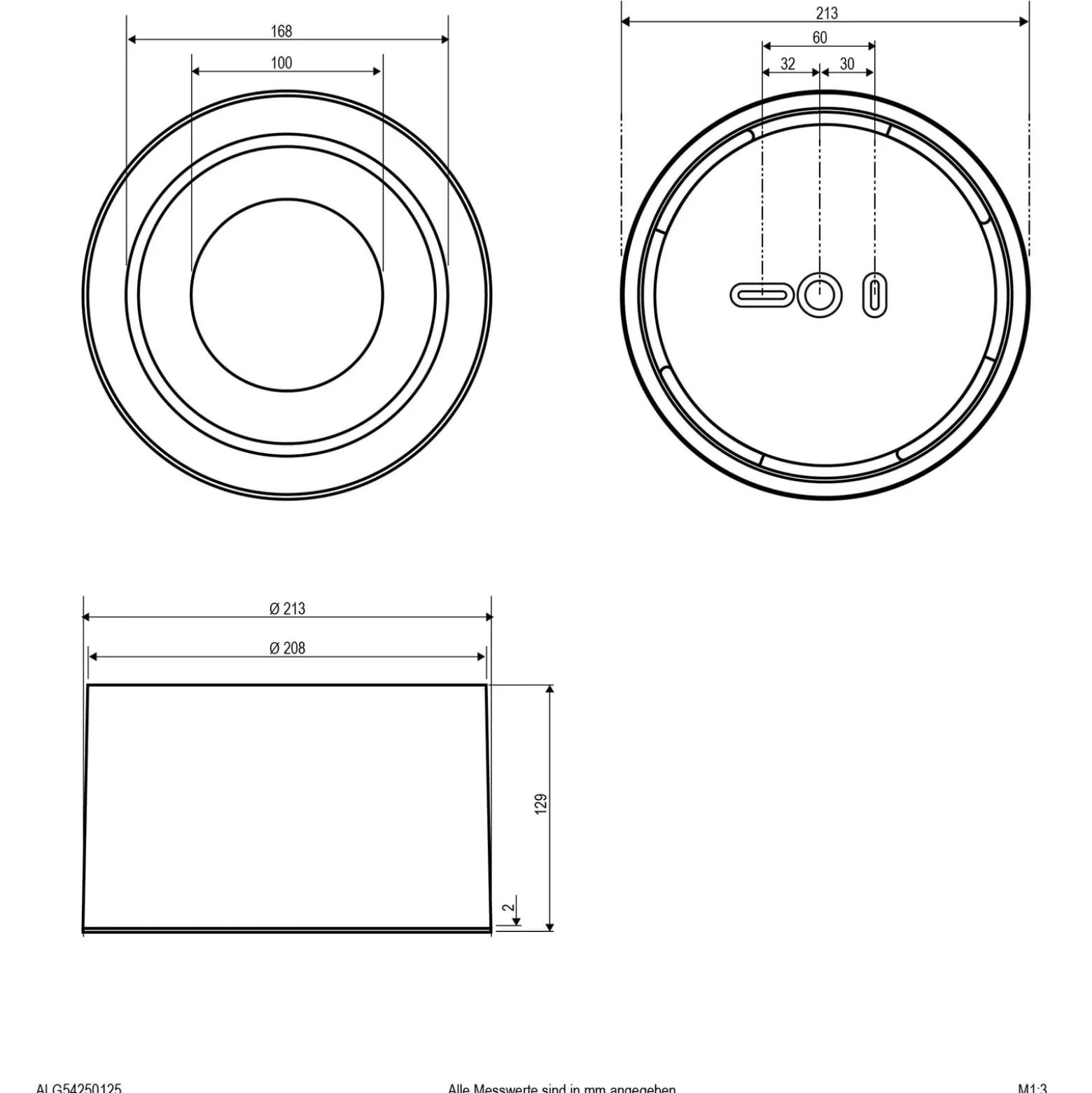 LED-kattokohdevalo ALG54, Ø 12,9 cm valkoinen