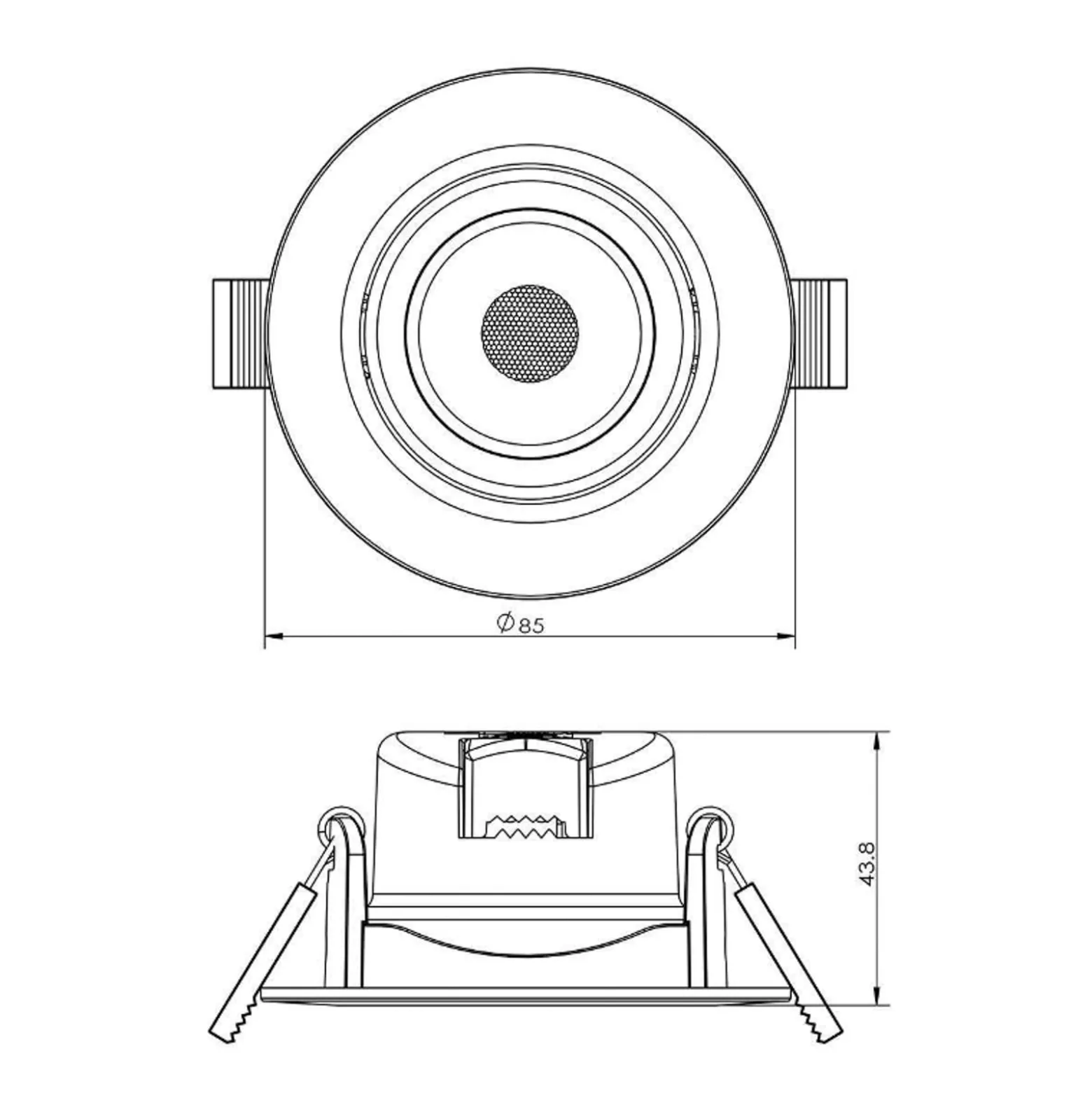 LED kattoon upotettava kattovalaisin SMD-68-230V, 3000K, Ø8,5cm, musta