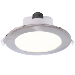 LED-kattoon upotettava valaisin Acrux, Ø 15 cm, hopeanvärinen matta, CCT