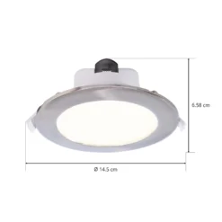 LED-kattoon upotettava valaisin Acrux, Ø 15 cm, hopeanvärinen matta, CCT
