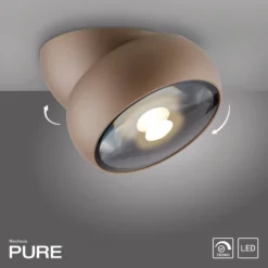 LED-kattospotti PURE Move, halkaisija 12 cm, pronssinvärinen, metalli/lasi