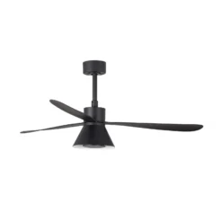 LED-kattotuuletin Amelia Cone L, musta, hiljainen, 132 cm