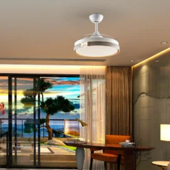 LED-kattotuuletin Herón valkoinen/kultainen/harmaa/kirkas Ø106 cm hiljainen