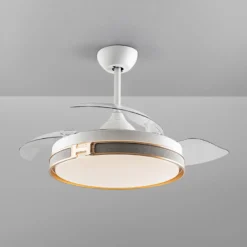 LED-kattotuuletin Herón valkoinen/kultainen/harmaa/kirkas Ø106 cm hiljainen