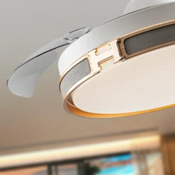 LED-kattotuuletin Herón valkoinen/kultainen/harmaa/kirkas Ø106 cm hiljainen