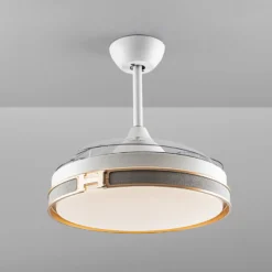 LED-kattotuuletin Herón valkoinen/kultainen/harmaa/kirkas Ø106 cm hiljainen