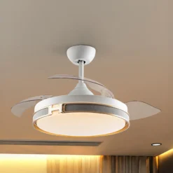 LED-kattotuuletin Herón valkoinen/kultainen/harmaa/kirkas Ø106 cm hiljainen