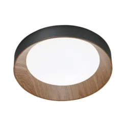 LED-kattovalaisin Arka, Ø 40 cm, musta/puun näköinen, metalli CCT