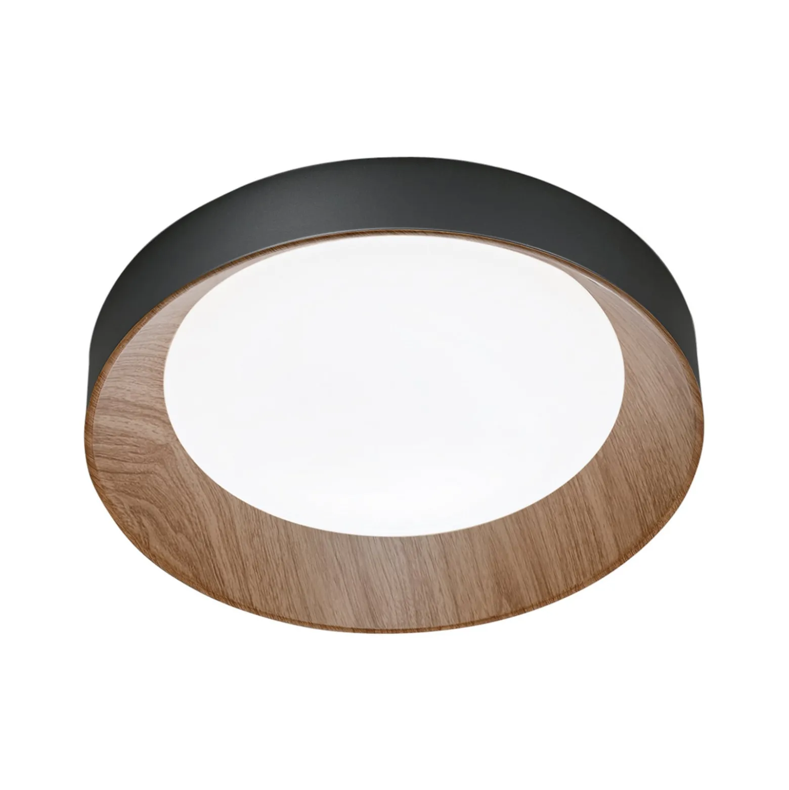 LED-kattovalaisin Arka, Ø 40 cm, musta/puun näköinen, metalli CCT