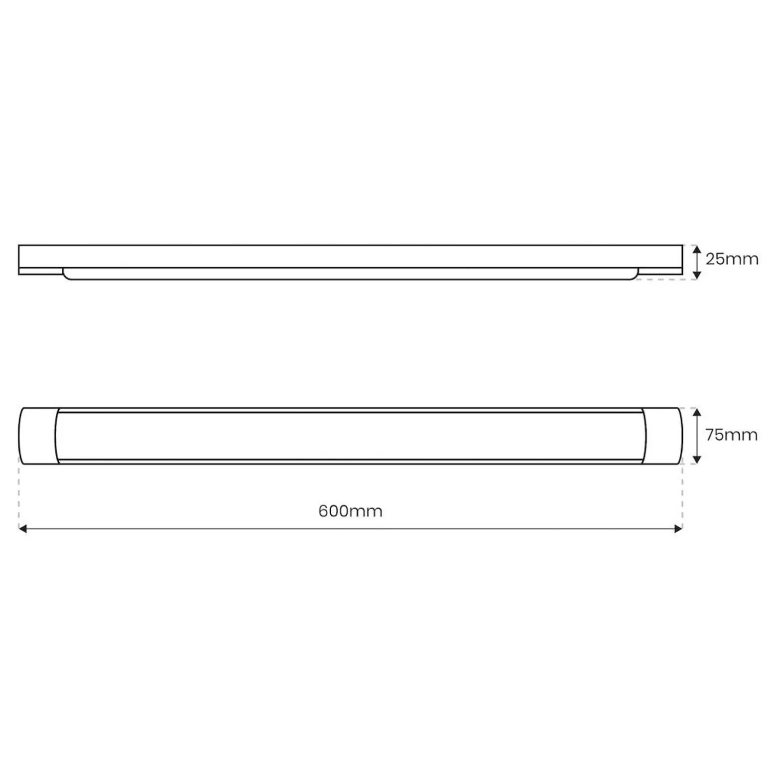 LED-kattovalaisin Batten, pituus 60 cm, alumiini, musta, 4000 K