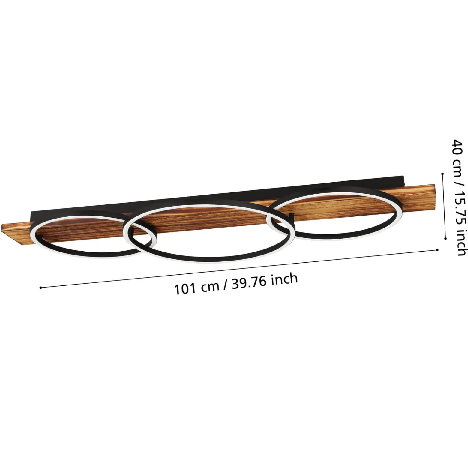 LED-kattovalaisin Boyal, musta, pituus 101 cm, puu, 3-valo.