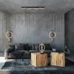 LED-kattovalaisin Boyal, musta, pituus 101 cm, puu, 3-valo.
