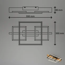 LED-kattovalaisin Cadre, 3000K, 55cm, musta, puu