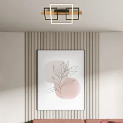 LED-kattovalaisin Cadre, 3000K, 55cm, musta, puu