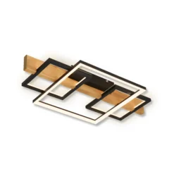 LED-kattovalaisin Cadre, 3000K, 55cm, musta, puu