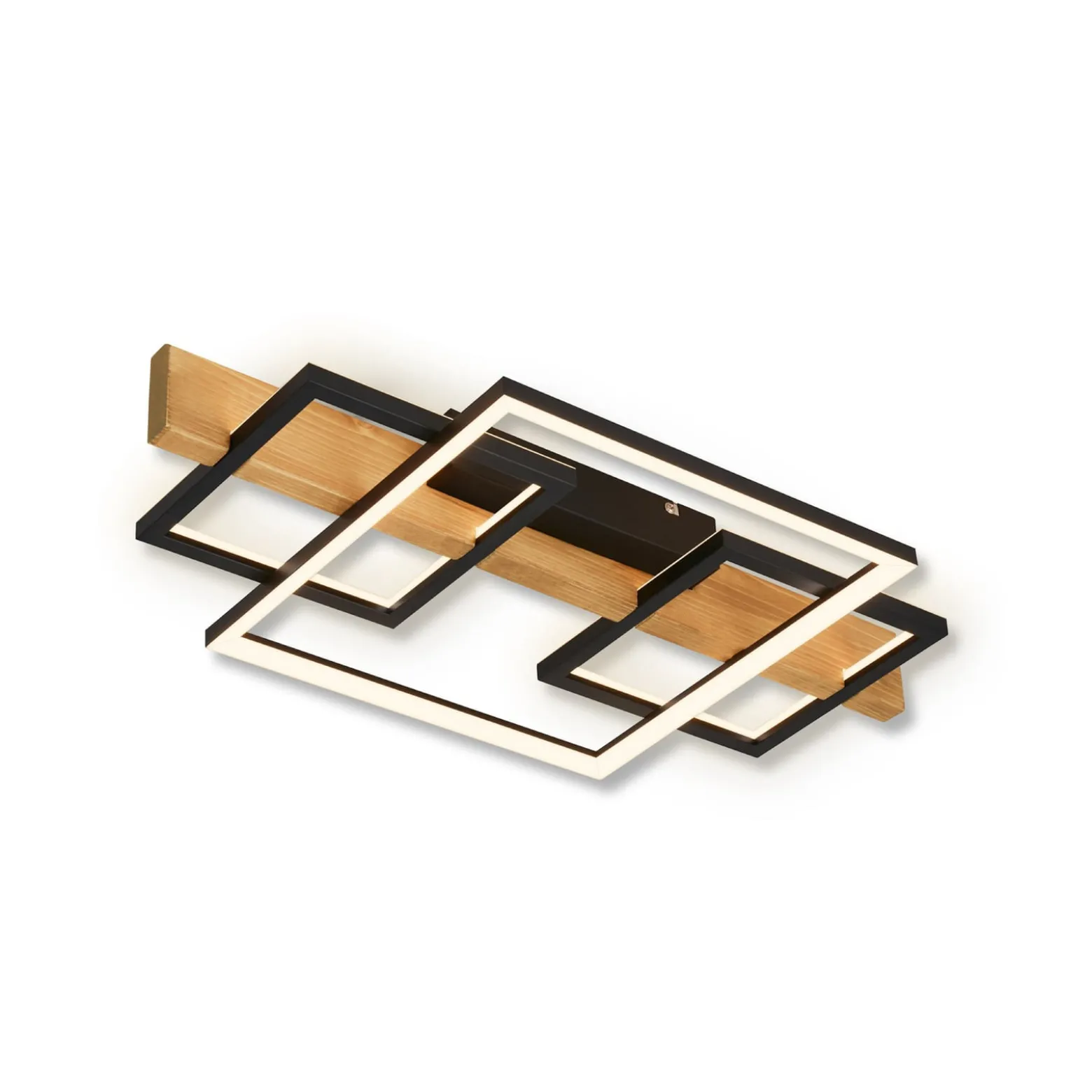 LED-kattovalaisin Cadre, 3000K, 55cm, musta, puu
