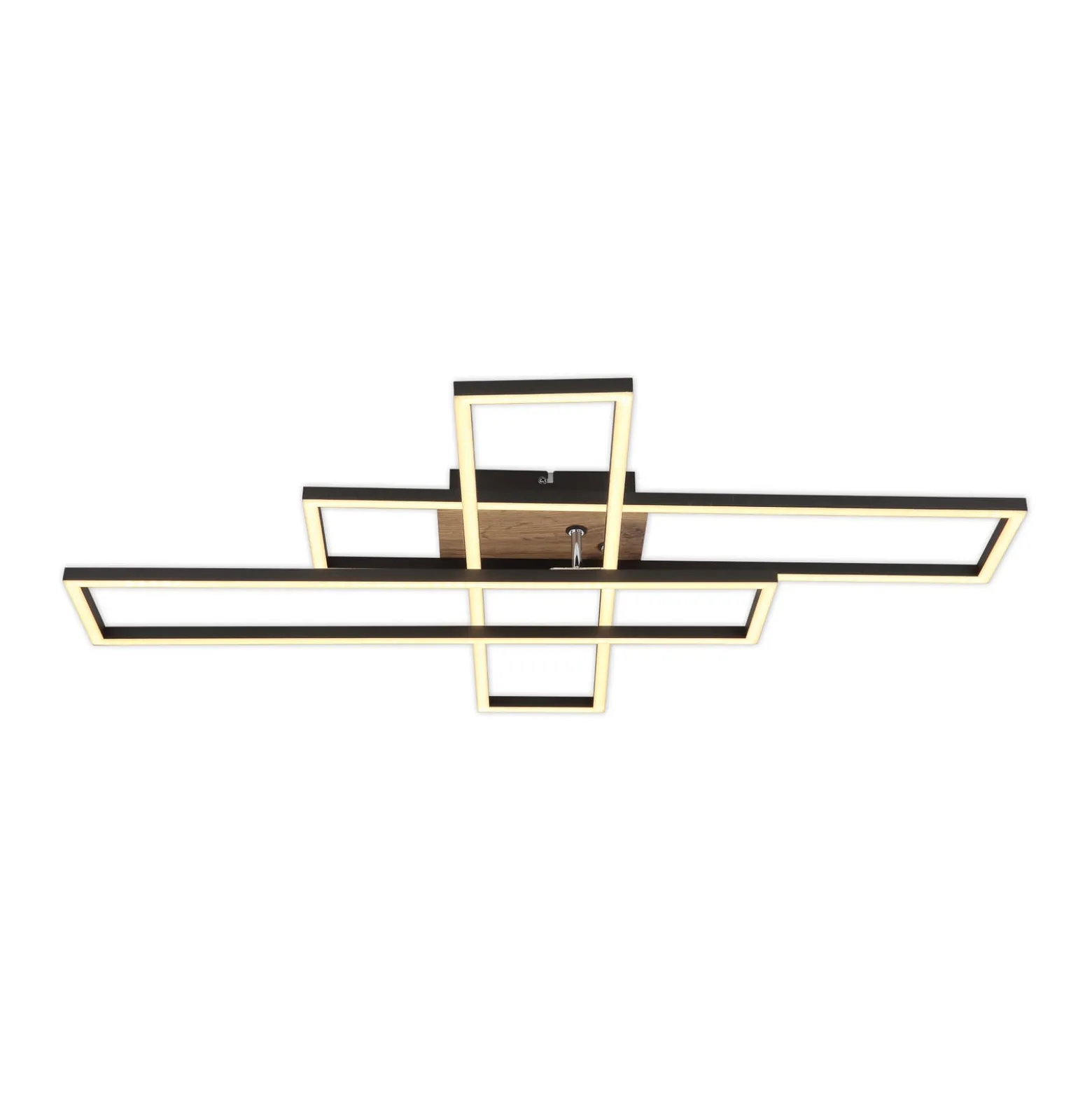 LED-kattovalaisin Dakari, pituus 80 cm, musta/puu, 3-lamppuinen.