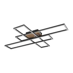 LED-kattovalaisin Dakari, pituus 80 cm, musta/puu, 3-lamppuinen.