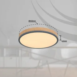 LED-kattovalaisin Doro, Ø 45 cm, tumma grafiitti/puu, puu, 830