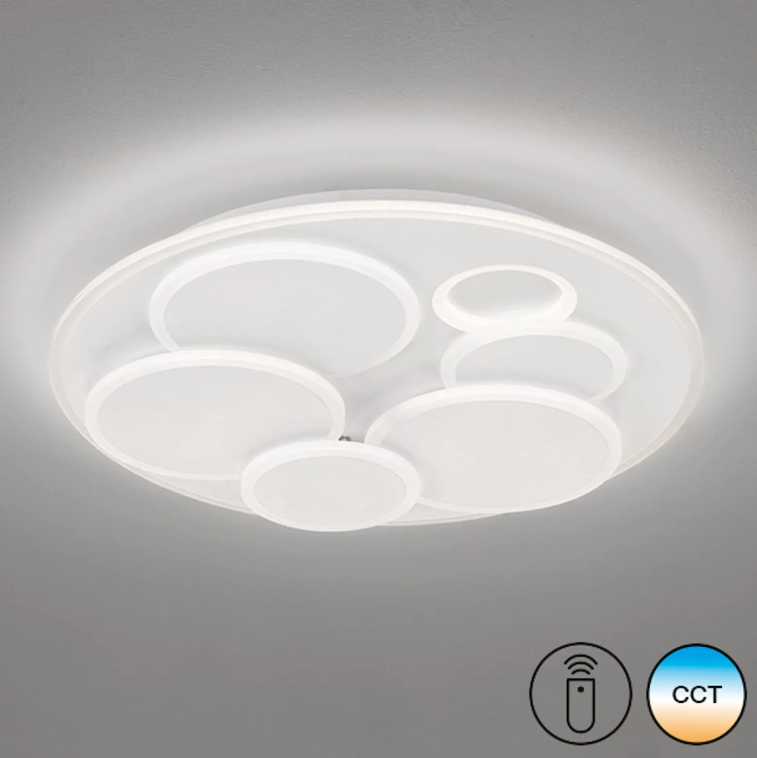 LED-kattovalaisin Dots, valkoinen, Ø 50 cm, metalli/akryyli, CCT