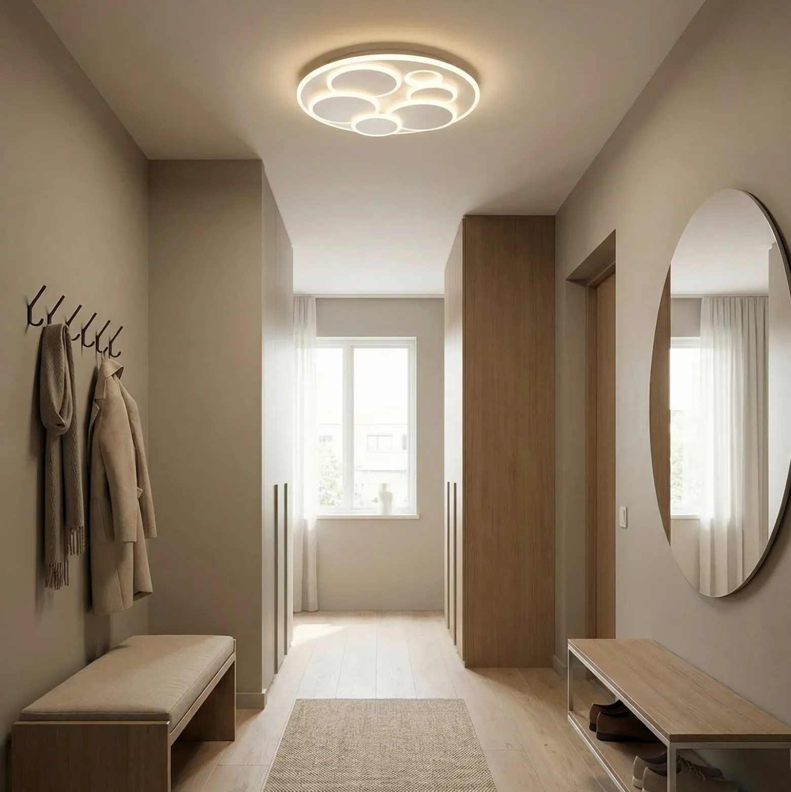 LED-kattovalaisin Dots, valkoinen, Ø 50 cm, metalli/akryyli, CCT