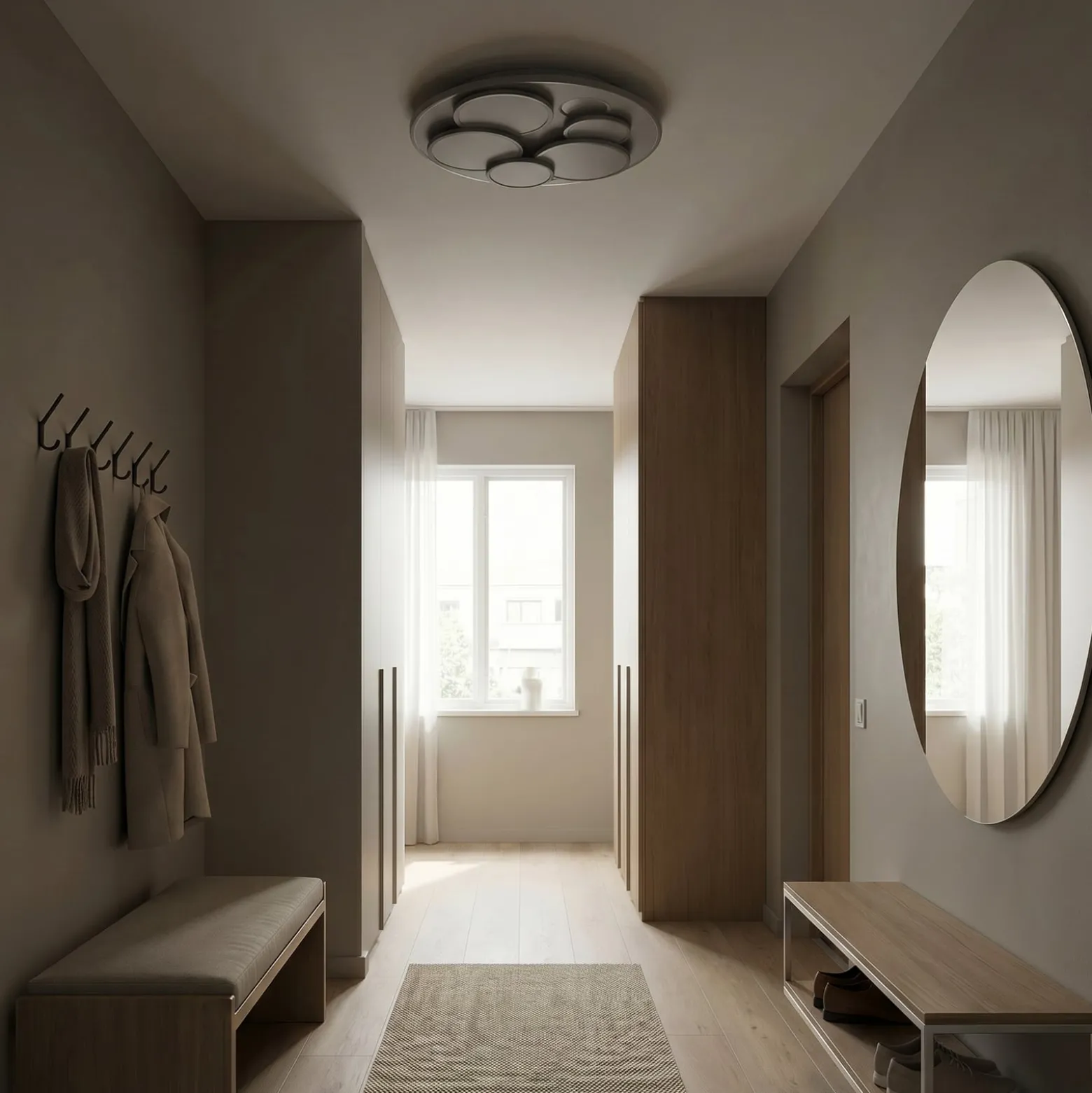 LED-kattovalaisin Dots, valkoinen, Ø 50 cm, metalli/akryyli, CCT