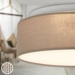 LED-kattovalaisin Duck, taupe, halkaisija 30 cm, tekstiili, 3000 K