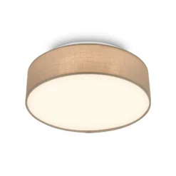 LED-kattovalaisin Duck, taupe, halkaisija 30 cm, tekstiili, 3000 K