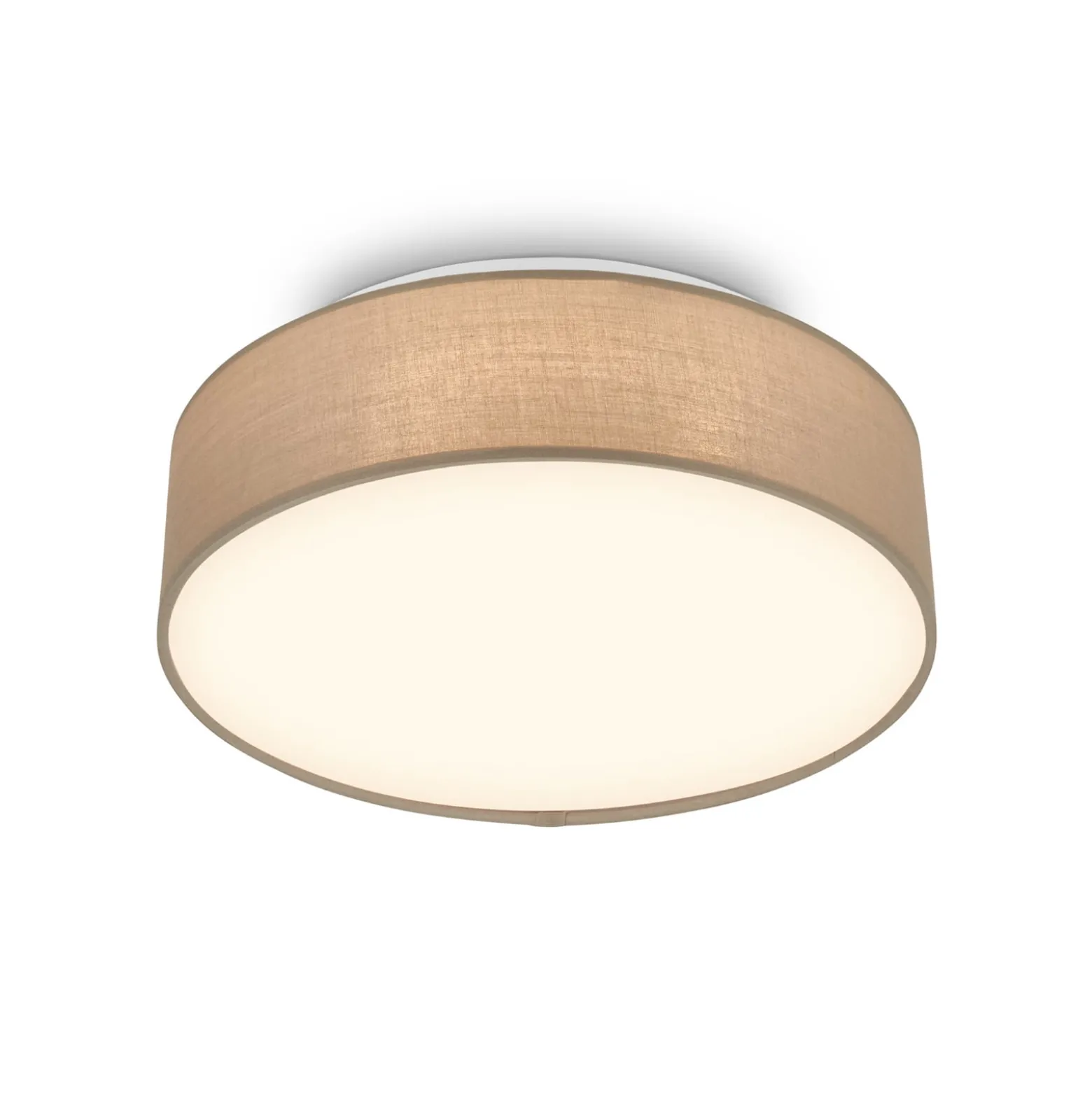 LED-kattovalaisin Duck, taupe, halkaisija 30 cm, tekstiili, 3000 K