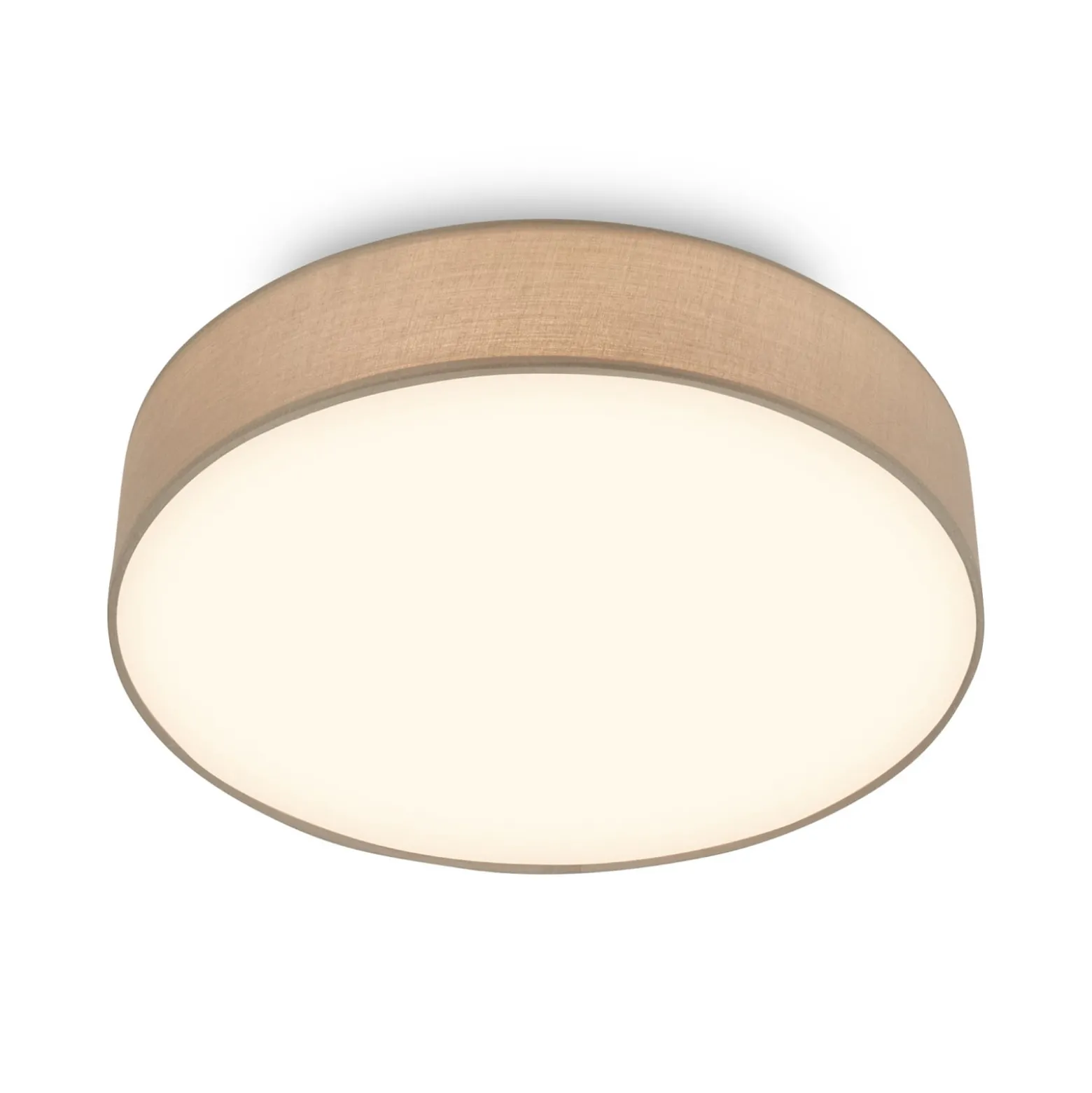 LED-kattovalaisin Duck, taupe, halkaisija 38 cm, tekstiili, 3000 K