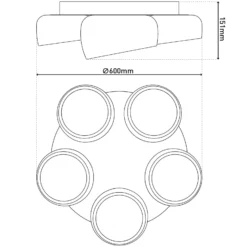 LED-kattovalaisin Eliora, 5-lamppuinen, valkoinen, CCT, kaukosäädin