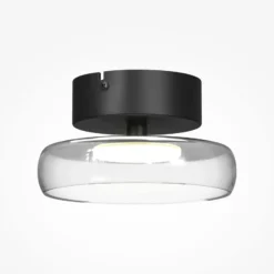 LED-kattovalaisin FLOAT, kirkas/musta, halkaisija 20 cm, lasi/metalli