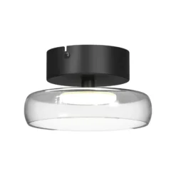 LED-kattovalaisin FLOAT, kirkas/musta, halkaisija 20 cm, lasi/metalli