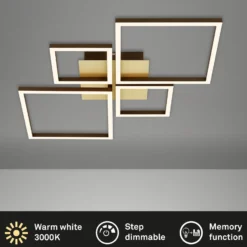 LED-kattovalaisin Frame, kultainen, himmennettävä, 4-valo, 4 valoa