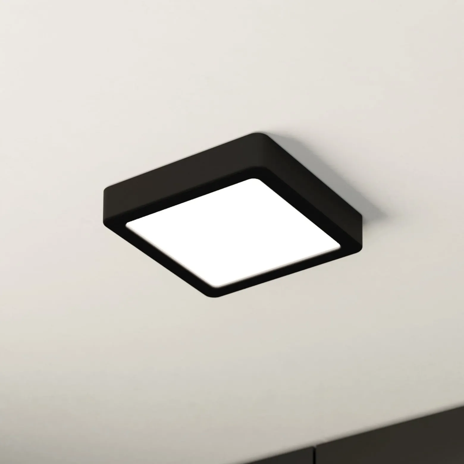 LED kattovalaisin Fueva 5 IP44 3000K musta 16x16cm 16x16cm