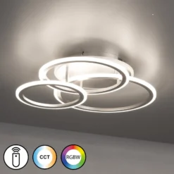 LED-kattovalaisin GELDER, nikkeli, 60x51 cm, kaukosäädin RGBW