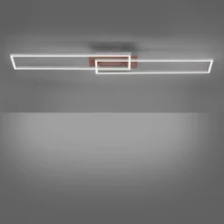 LED-kattovalaisin Iven, himmennettävä, teräs/puu, 110x25cm