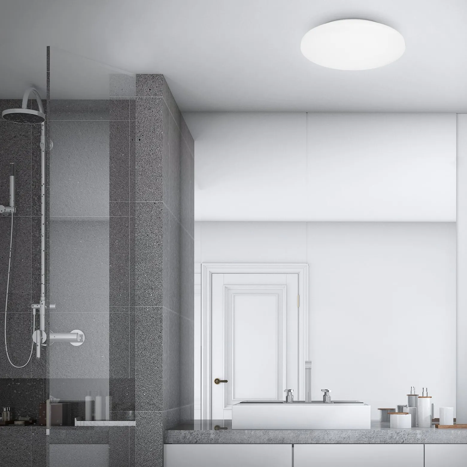 LED-kattovalaisin Kotelo kylpyhuoneeseen IP44 3,000K Ø 40cm