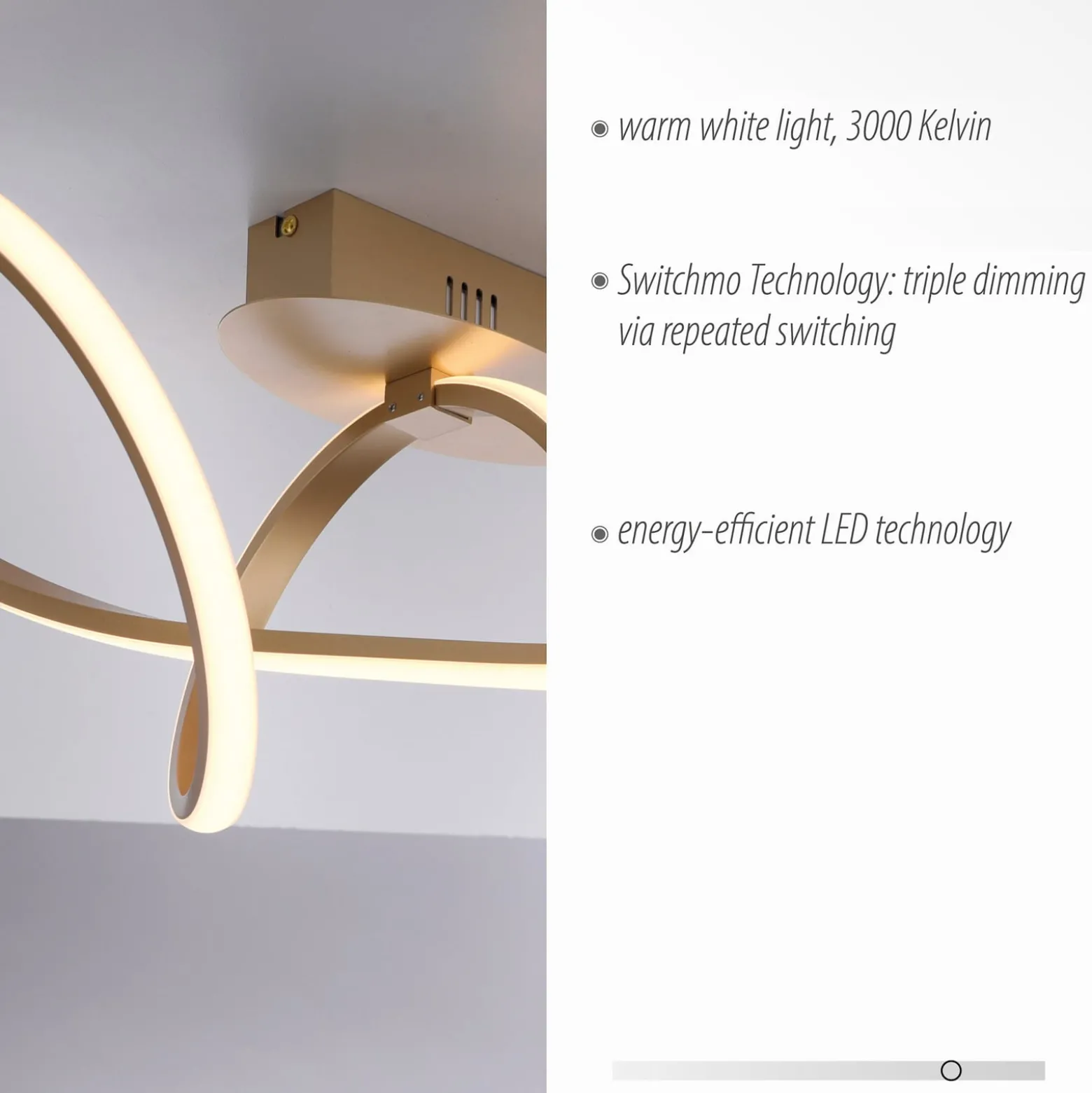 LED-kattovalaisin Maria, himmennettävä, messinki