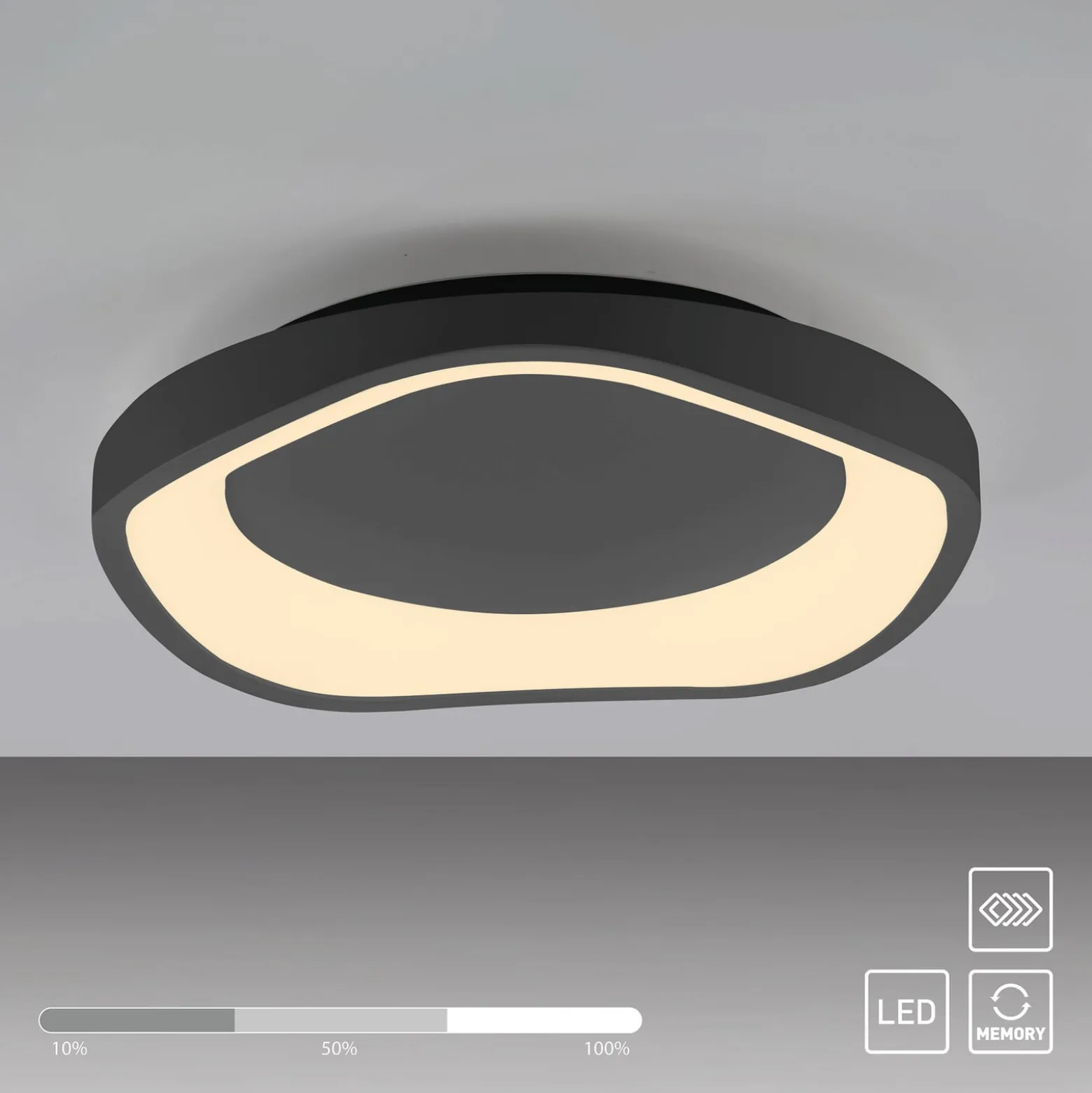 LED-kattovalaisin MONTA, musta, halkaisija 40 cm, metallia, Switchdim